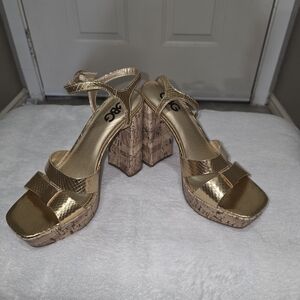 BCBG Metallic Gold Platform Sandals